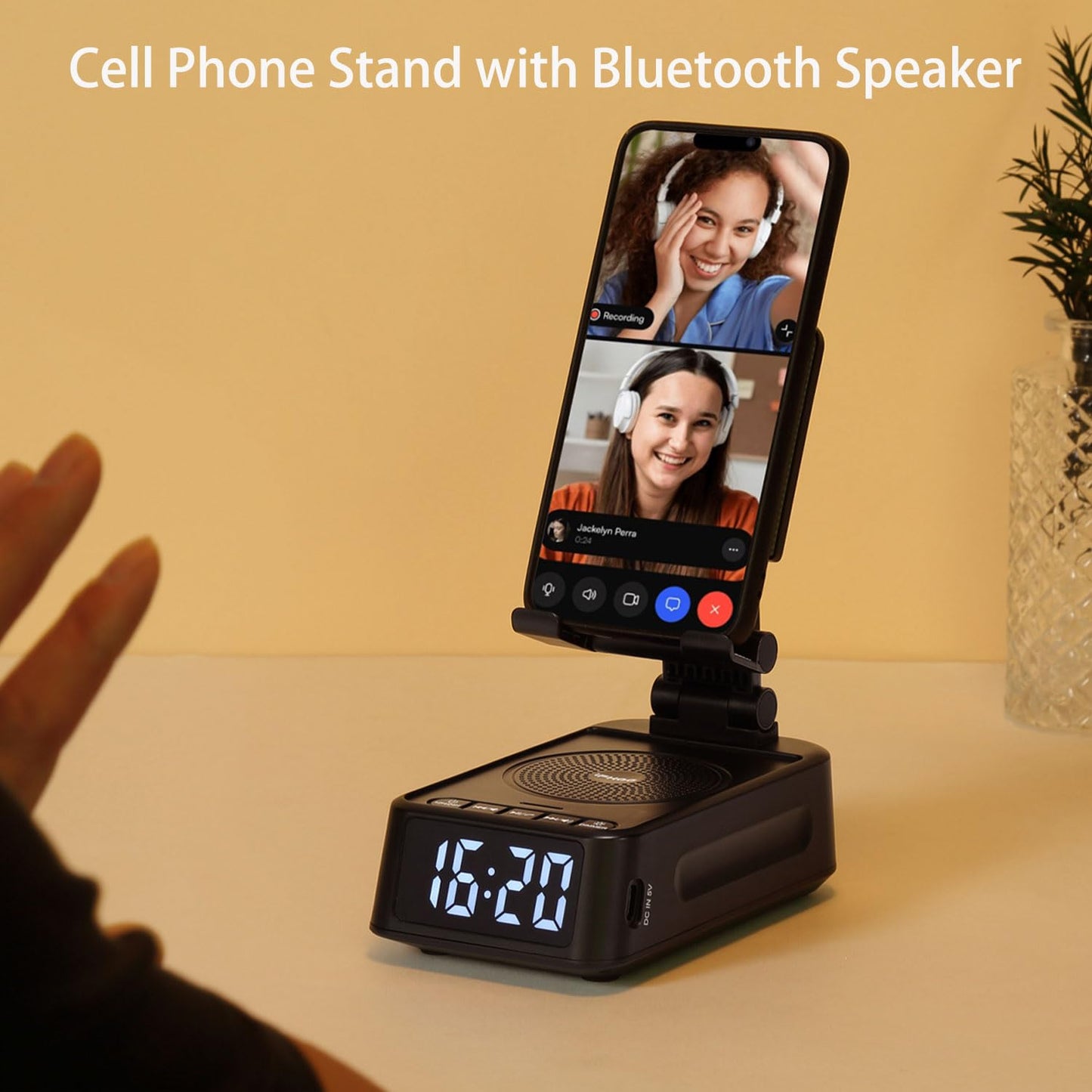 Gifts for Men Women, Phone Stand with Bluetooth Speaker&Clock, Birthday Gifts for Him, Phone Holder with Wireless Speaker, Ideal for Dad Mom Husband