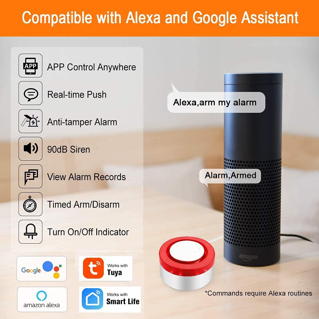 WiFi Door Alarm System: DIY Wireless Smart Home Security System Kit with APP Alerts, 9 Pieces-Kit (Alarm Siren, Door Window Sensor, Remote)