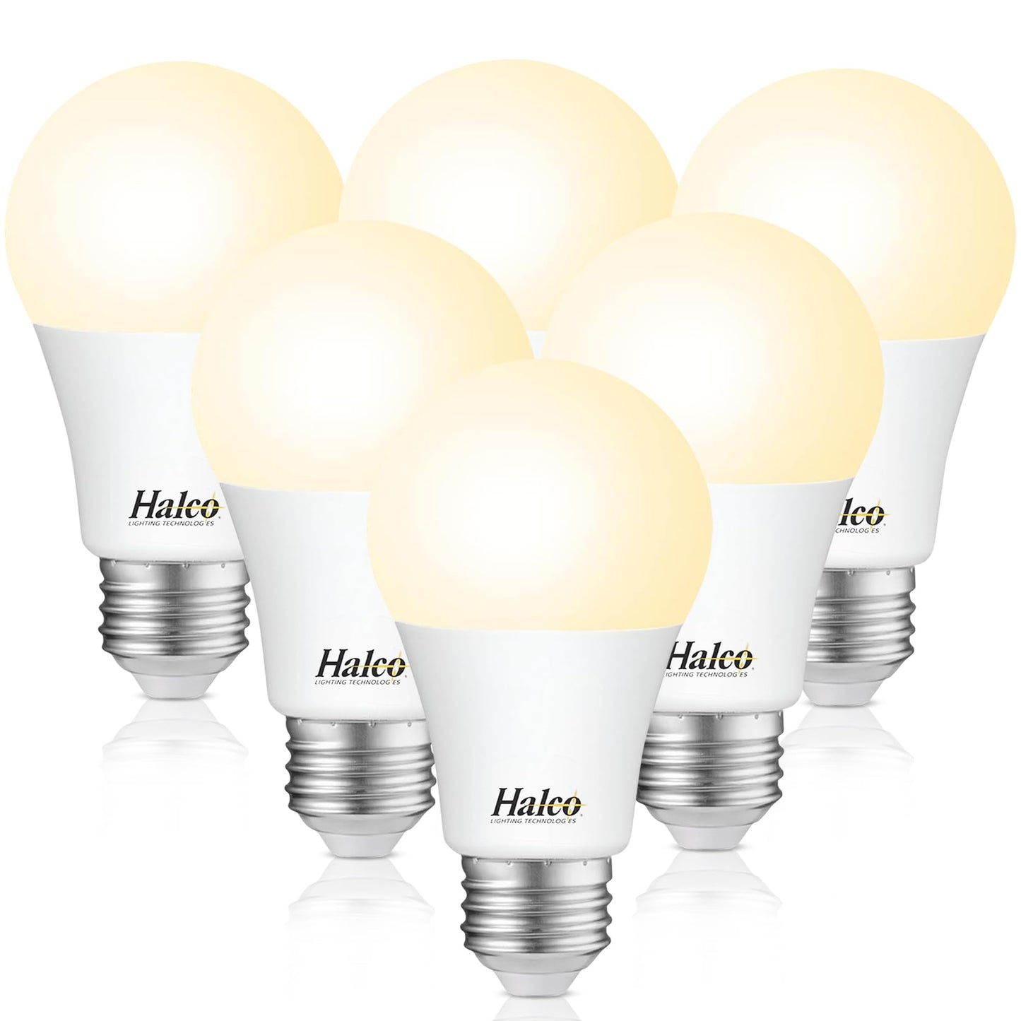 Halco ProLed Led Light Bulbs LED A19 Dimmable, Frosted 120V, 60W Equivalent Efficient 9W, 800 Lumen, 15000 Hours, E26, UL CRI 80 6 Pack (3000k Warm