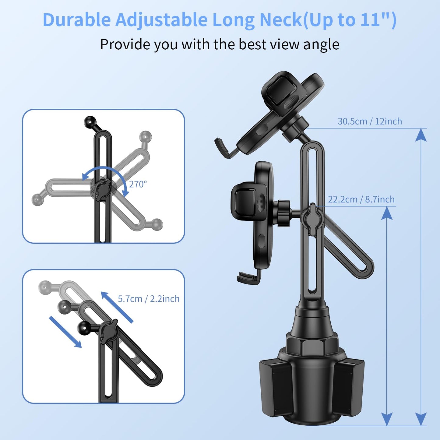 bokilino Cup Phone Mount for Car, [Upgraded Version] Universal Cup Phone Cradle Holder with Long and Adjustable Neck, Friendly Compatible with Cell