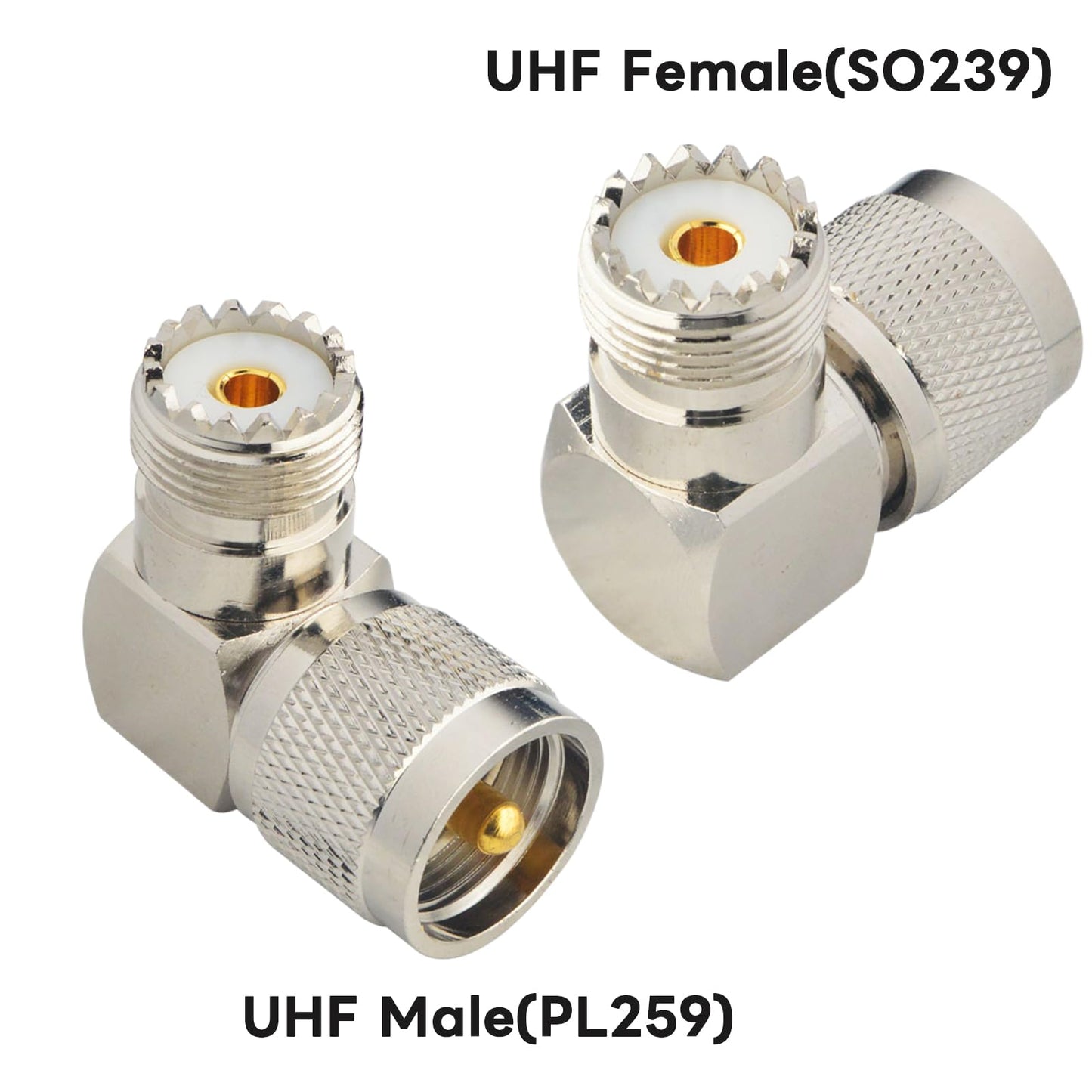 Boobrie UHF Connector Right Angle Coax Connector UHF Male Plug PL259 to UHF Female Jack SO239 90 Degree L Shape Low Loss Coax Cable Connector RF…
