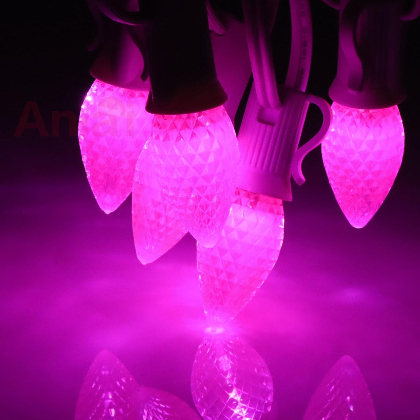 Aniai 25 Pack C7 LED Replacement Bulbs, E12 Base Pink for Christmas Lights