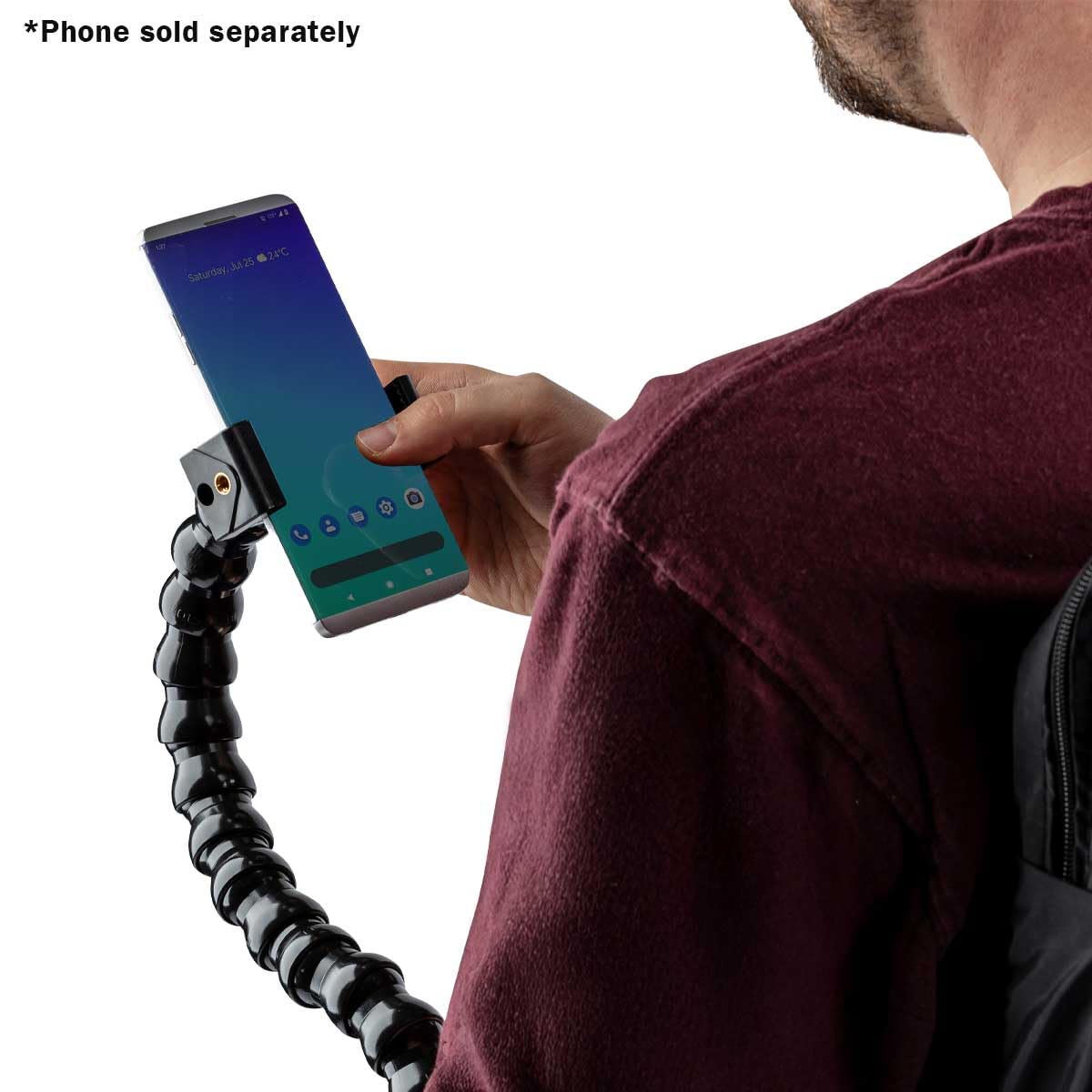 MOGO ModularHose Assistive Technology Phone Holder with Heavy-Duty Spring Clamp (Opens to 2"), 24 Inch Arm