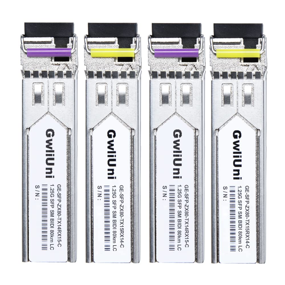 2 Pairs 80km SFP 1.25G BIDI Single Mode Fiber Module Network Transceiver, LC Interface for Cisco, Netgear, MikroTik, Ubiquity, DLink etc,