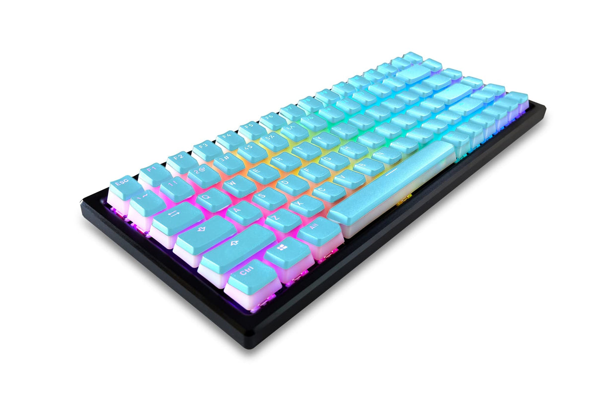 Glacier Frosted Keycaps, PBT, Double Shot, OEM Profile, Shine Through Legends, for Mechanical Keyboard Compatible with 60%/65%/75%/80%/96%/100% (Blue)