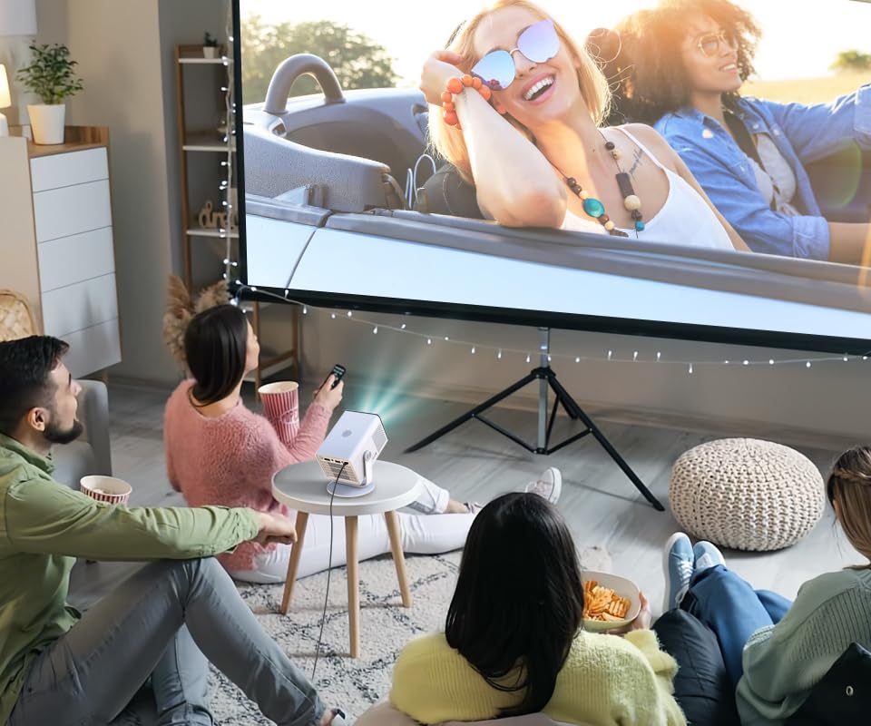 HP MC400 Mini Portable Smart Projector with WiFi and Bluetooth, Short Throw 4K Support & 1080P, Wireless Screen Mirroring, Built-in App & Speaker