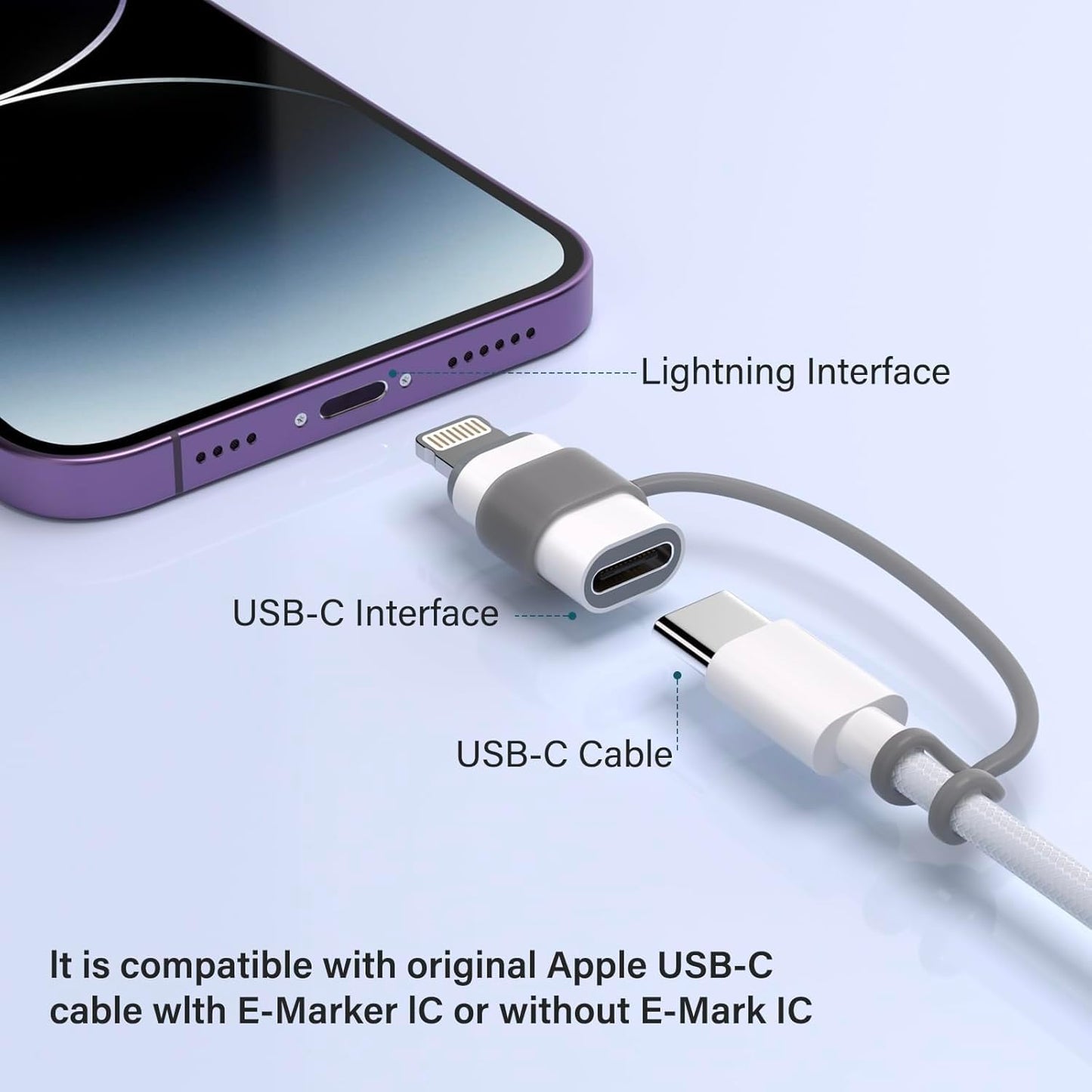 MFi Certified 27W USB C to Lightning Adapter (2 Pack) - Fast Charging Data Sync, Lightning to USB Type C Cable Adapter for iPhone14/13/12 Series…