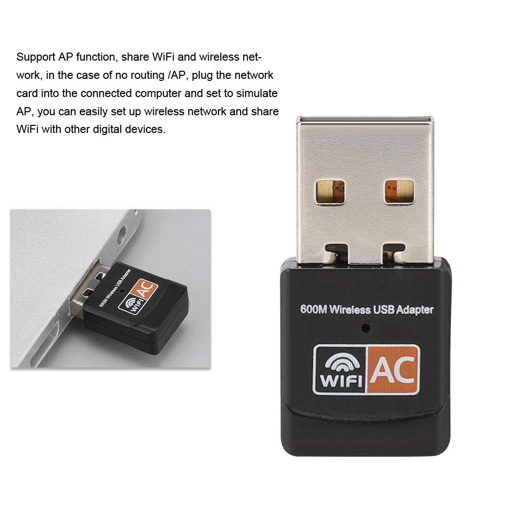 Band 802.11AC Card + CD, USB Internet Adapter Built-in PCB Antenna 100m / 109.4yd Desktop PC Connecter - 2.4G (150 Mbps) / 5G (433 Mbps)
