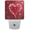 Pfrewn Happy Valentine Day Night Light Set of 2 Mothers Day Red Heart Plug-in LED Nightlights Spring Be Mine Love Auto Dusk-to-Dawn Sensor Lamp