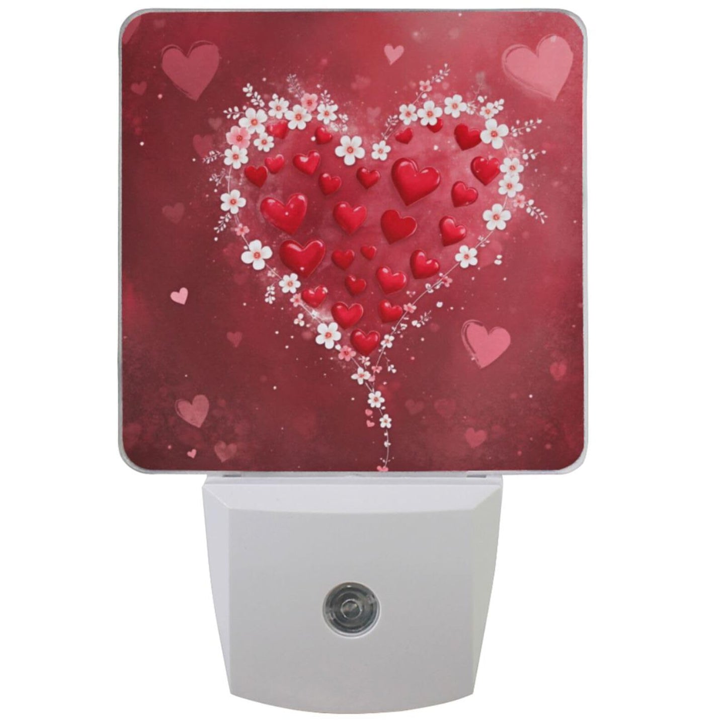 Pfrewn Happy Valentine Day Night Light Set of 2 Mothers Day Red Heart Plug-in LED Nightlights Spring Be Mine Love Auto Dusk-to-Dawn Sensor Lamp