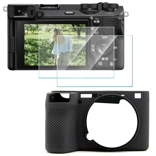 HUADU Screen Protector (2+1Pack) Compatible for Sony Alpha 6700,Tempered Glass Film Anti-Scratch High Definition and Soft Silicone Case for Sony A6700
