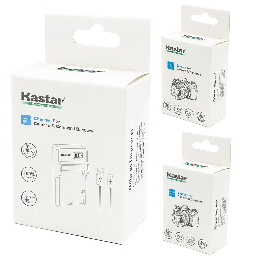 Kastar Battery (X2) & Slim LCD Charger for JVC BN-VF808 BN-VF808U BN-VF815 BN-VF823, Everio GZ-MG130 GZ-MG330 GZ-HD7 GZ-HM30 GR-D745 Series Camcorders