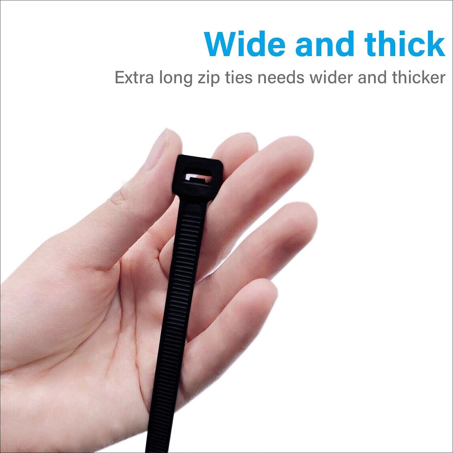 Extra Long Zip Ties Heavy Duty Outdoor, Premium Black Large Zip Ties 48 inch Cable Ties with 175 Pounds Tensile Strength, 12 PCS