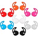 D & K Exclusives Ear Hook Cover Tips for Earphone Headphones [7 Pairs] Anti-Slip Soft Silicone Ear Gels for Earpods Earbuds, Black, White, Red