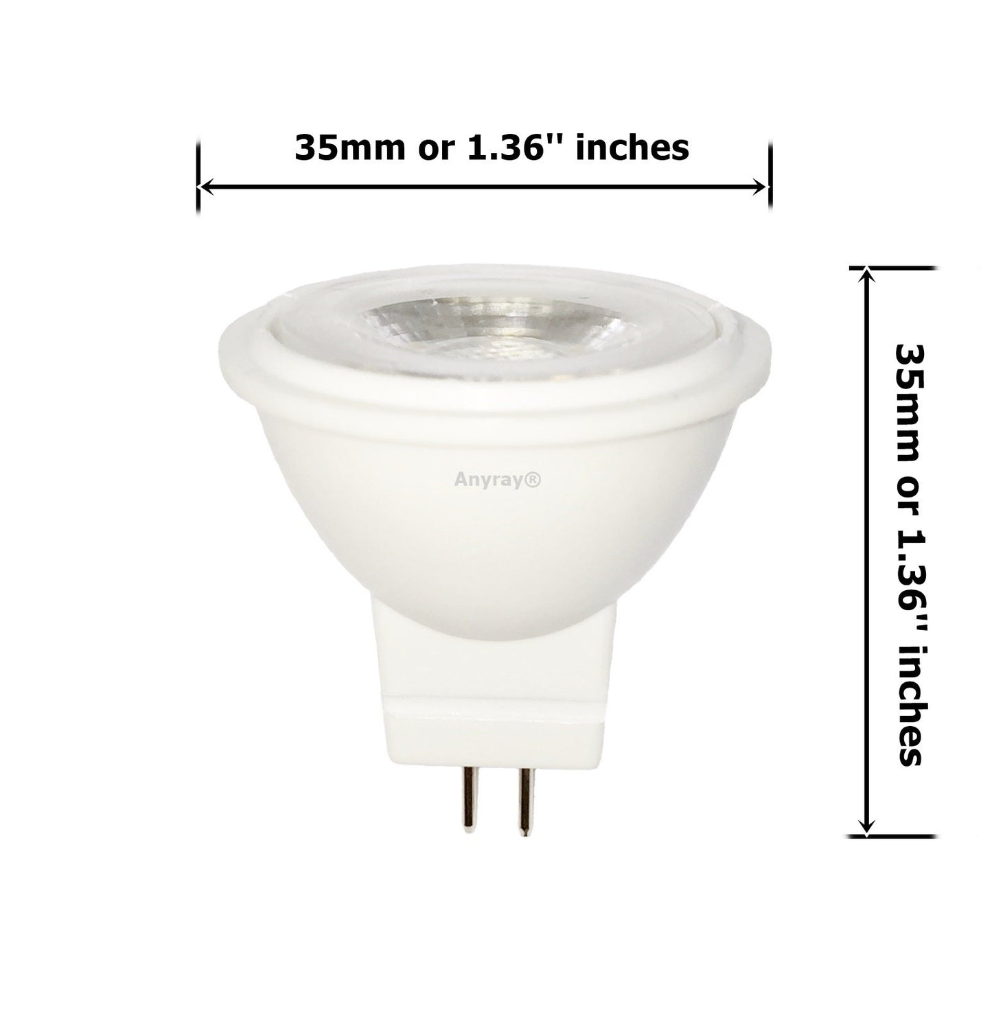Anyray 1-LED 3W Light Bulb MR11 12Volt Fiber Optic Christmas Trees Light Bulb 10W 12V (Warm White)