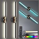 NoeiiT Battery Operated Wall Sconce with 360°DIY Independently Rotate Lamp,Wireless Magnetic Wall Lights with Remote,Timer,Dimmable 3000K-6500K,RGB