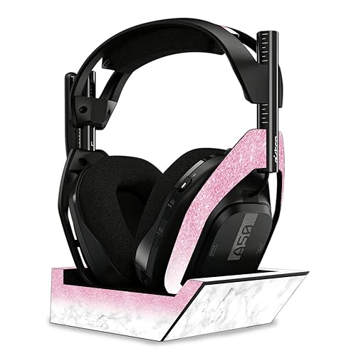 MightySkins Glossy Glitter Skin Compatible with Astro A50 Wireless Headphones + Base Station (Gen 4) - Marble Glitz | Protective, Durable High-Gloss…
