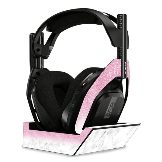 MightySkins Glossy Glitter Skin Compatible with Astro A50 Wireless Headphones + Base Station (Gen 4) - Marble Glitz | Protective, Durable High-Gloss…