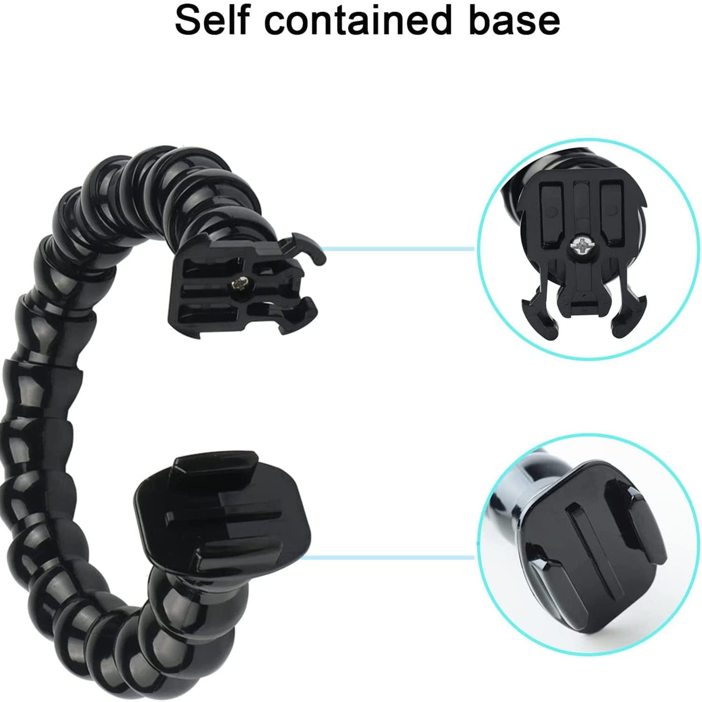 FiTSTILL Jaws Flex Clamp Mount with Adjustable Gooseneck 19 Sections Compatible with Go Pro Hero 13,12,11,10,9,8,7,6,5,4,Session
