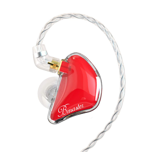 BASN Bmaster in Ear Monitor Musician Headphones Triple Drivers Dynamic Earbuds Sound Isolating Earphones with Two Detachable Audio & Mic Cables (Red)