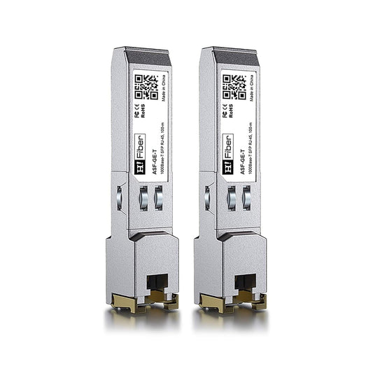 H!Fiber 1.25G SFP to RJ45 Module, 1000Base-T Copper SFP Ethernet Transceiver for Cisco GLC-T/SFP-GE-T, Meraki MA-SFP-1GB-TX, Mikrotik, Ubiquiti UniFi