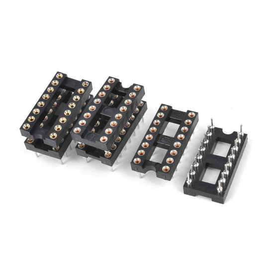 uxcell 6 Pieces 2.54mm Pitch 16 Round Pins Double Row DIP IC Socket Adapter Solder