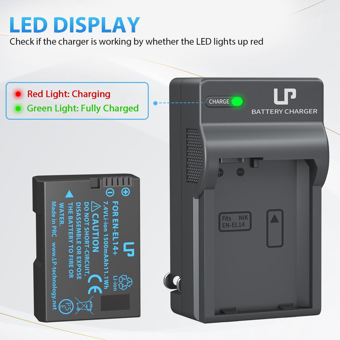 EN-EL14 EN EL14a Battery Charger Pack, LP Charger Compatible with Nikon D3500, D5600, D3300, D5100, D5500, D3100, D3200, D5200, D5300, D3400, DF