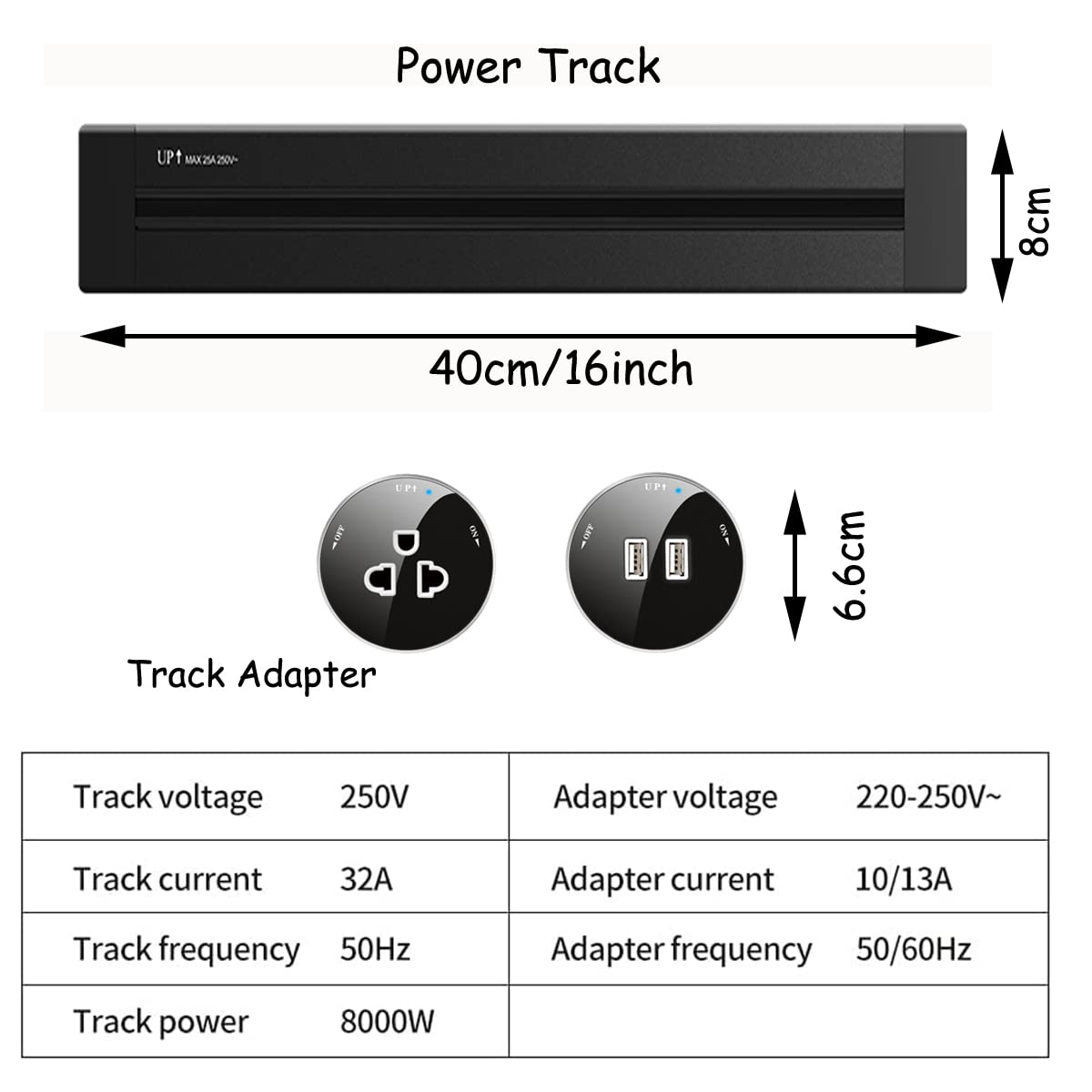 Wall Mount Power Strip with Removable Outlet Adapter,Power Track Home Appliances Universal Outlets Electric Plug Adapter + USB Data Cable (Track and 3