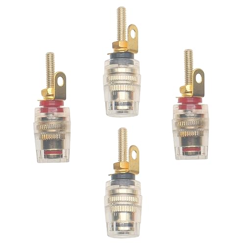 SYCZIOHU 2 Pair 4 mm Banana Plug Socket Amplifier Speaker Terminal Connector Crystal Gold Plate Binding Post for Amplifier Speaker (2 Red and 2 Black)