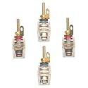 SYCZIOHU 2 Pair 4 mm Banana Plug Socket Amplifier Speaker Terminal Connector Crystal Gold Plate Binding Post for Amplifier Speaker (2 Red and 2 Black)