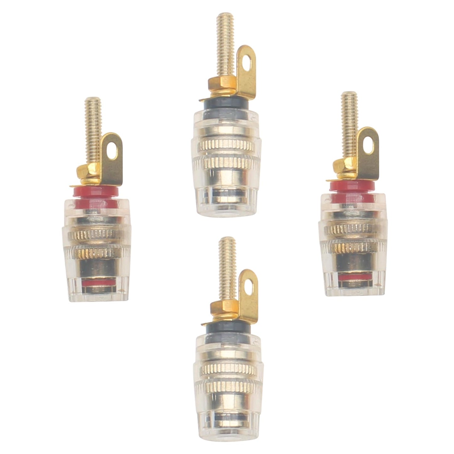 SYCZIOHU 2 Pair 4 mm Banana Plug Socket Amplifier Speaker Terminal Connector Crystal Gold Plate Binding Post for Amplifier Speaker (2 Red and 2 Black)
