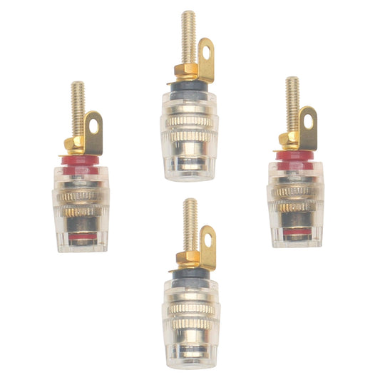 SYCZIOHU 2 Pair 4 mm Banana Plug Socket Amplifier Speaker Terminal Connector Crystal Gold Plate Binding Post for Amplifier Speaker (2 Red and 2 Black)