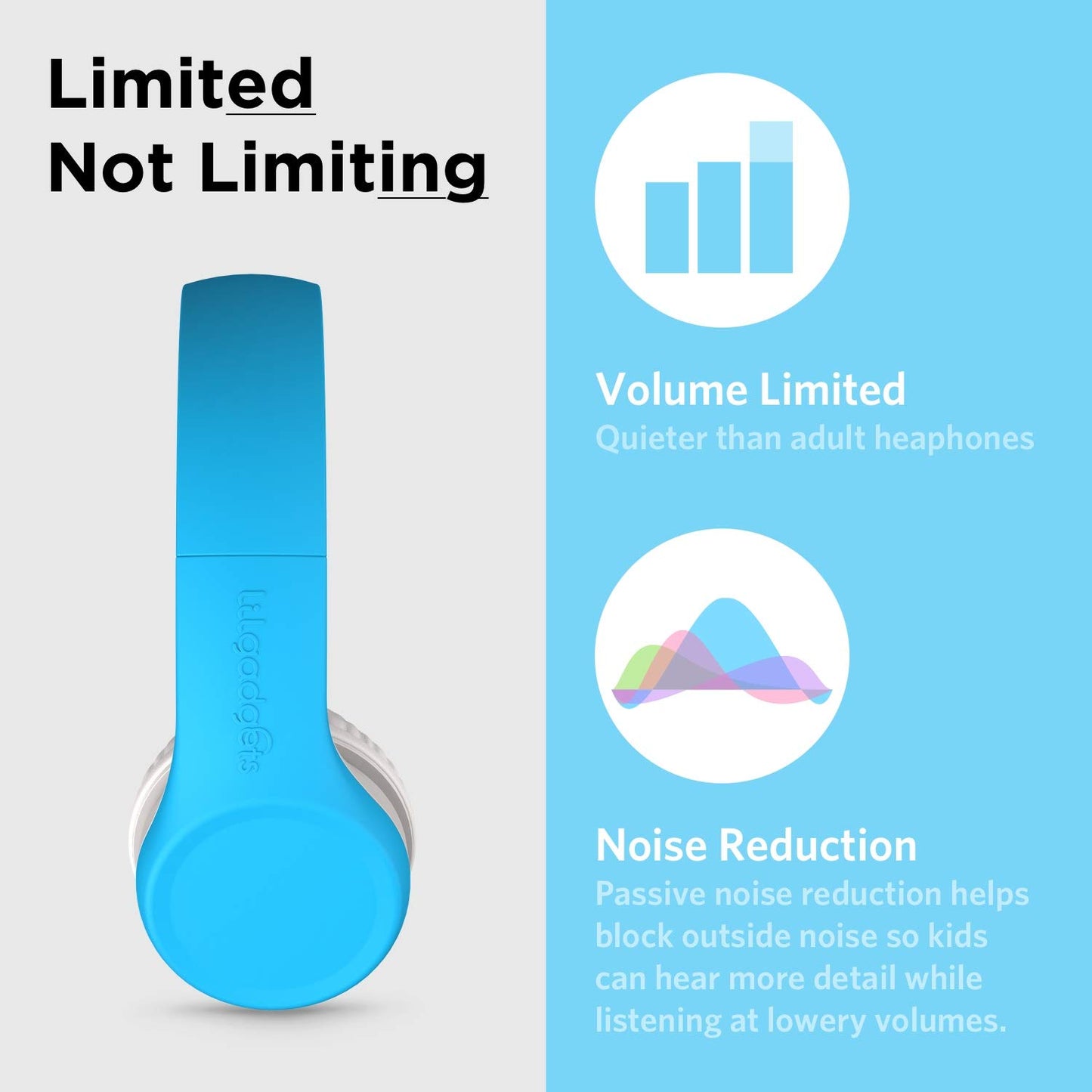 LilGadgets Connect+ Foldable Headphones, Adjustable Fit Soft Touch Padding for Kids with Mic, Volume-Limited & Noise Reduction On-Ear Wired Headset