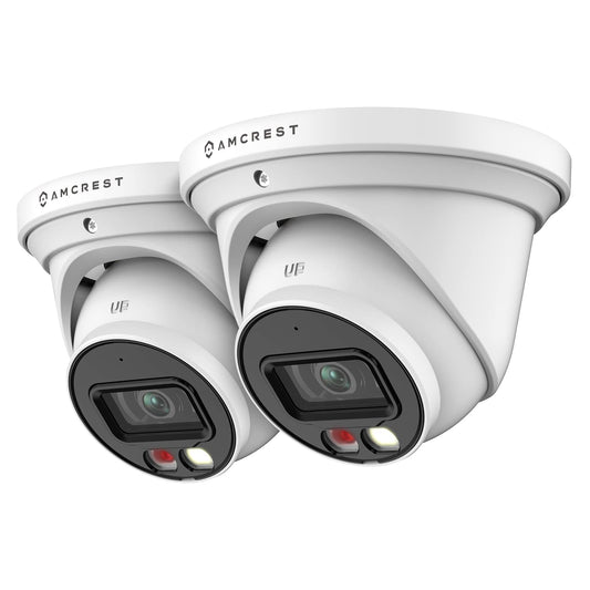 Amcrest 2-Pack AI Turret IP PoE Camera w/ 49ft Nightvision, Security IP Camera Outdoor, Built-in Microphone, Human & Vehicle Detection, Active
