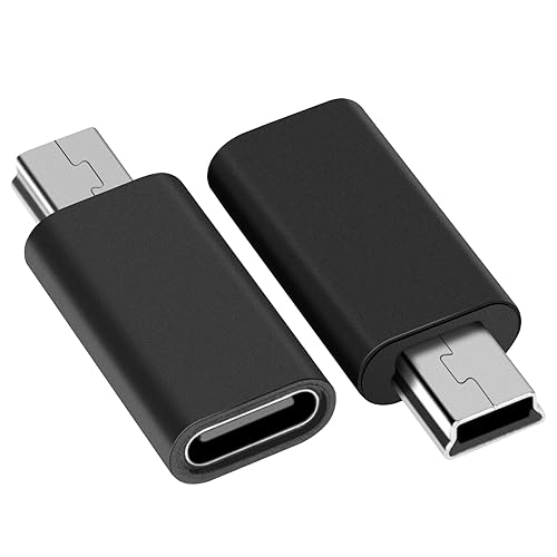 leizhan USB C to Mini USB Adapter, 2 Pack, USB-C Female to Mini USB 2.0 Male Adapter, Compatible with Laptops/Tablets, MP3 Players, Digital Cameras…