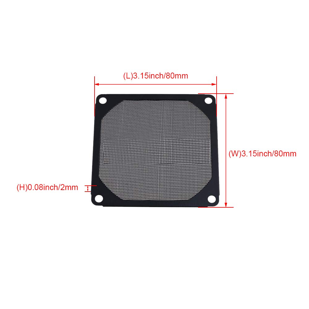 BQLZR Black 80 X 80mm PC Computer Chassis Fan Filter Mesh Metal Strainer