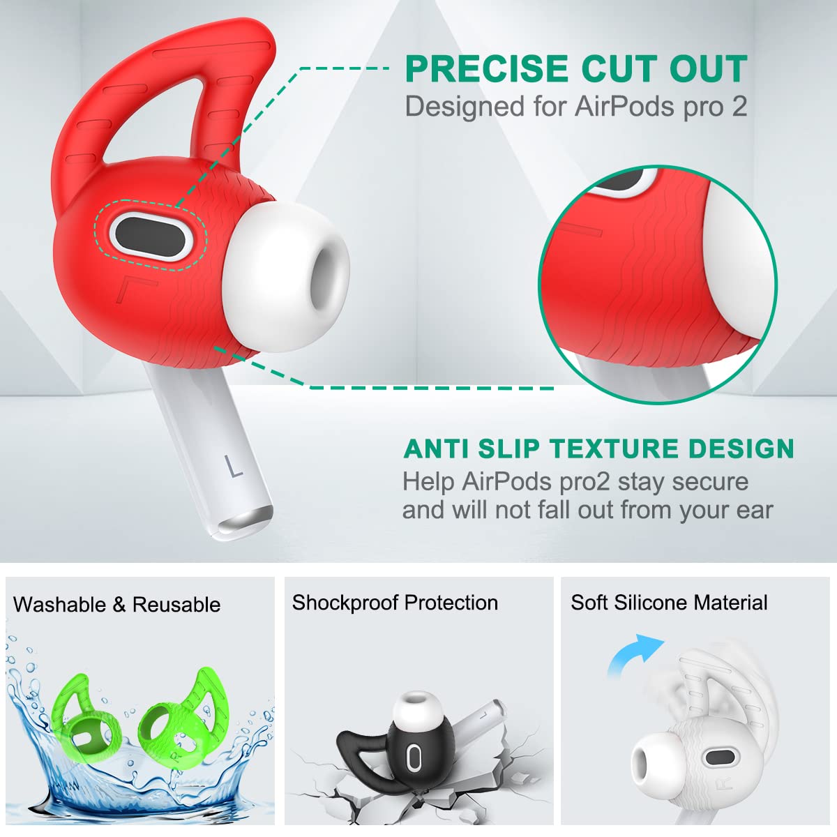 [5 Pairs] Silicone Ear Hooks for AirPods Pro 2, Ear Hook Anti Slip AirPods Pro 2 Accessories Compatible with AirPods Pro 2nd Generation (2022) - NOT