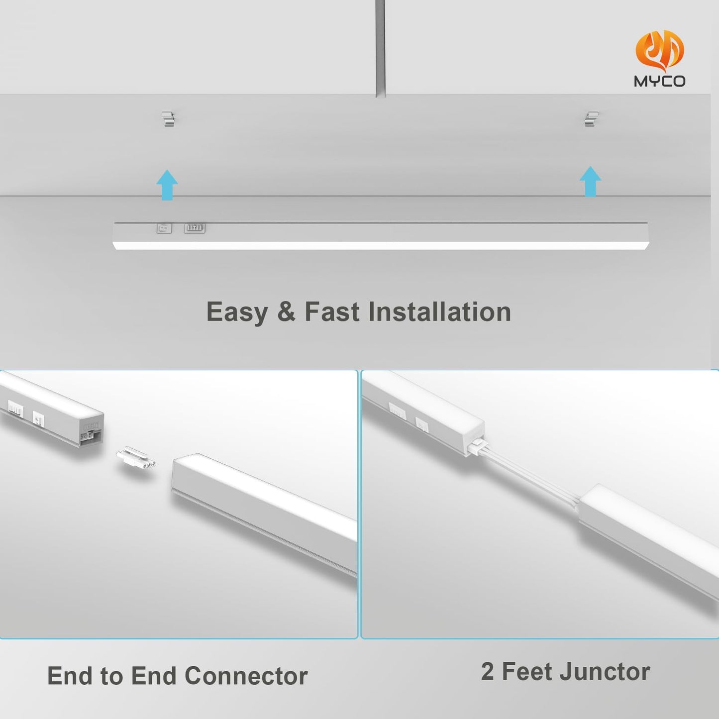 Myco Ultra-Slim Under Cabinet Lighting LED 11 Inch, 3 CCT Selectable (3000K/4000K/5000K) Plug-in Linkable Aluminum Light Bar, ETL Listed Kitchen