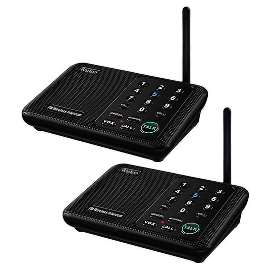 Wuloo Wireless Intercom System for Home 1 Mile Range 10 Channel 3 Code, Intercoms Wireless for Home House Business Office, Home Communication System
