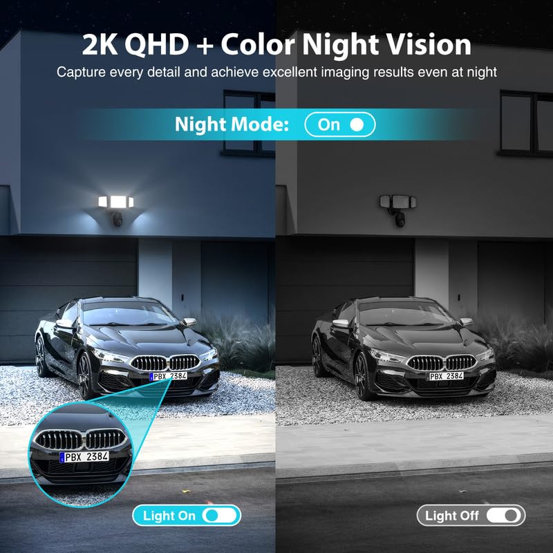 Onforu Floodlight Camera 360° View 2K HD Video Security Camera Outdoor, 5500LM Motion-Activated Smart Flood Lights Cam, AI Detection and Tracking