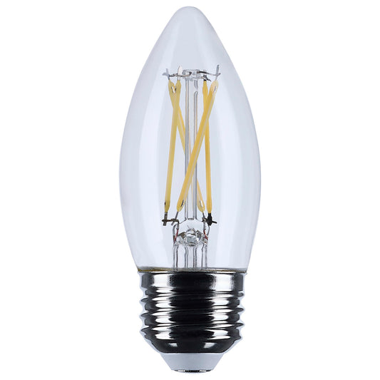 Satco 5.5W B11 LED Light Bulb 3000K Soft White 500 Lumens Clear Finish 300 Degree Beam E26 Medium Base 92 CRI Dimmable Wet Rated IP65 Enclosed Fixture