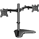 HUANUO 32 inches Dual Monitor Stand up to 17.6lbs per Arm, High-Grade Aluminum Free Standing Dual Monitors Mount for 2 Screens. Fully Adjustable Dual