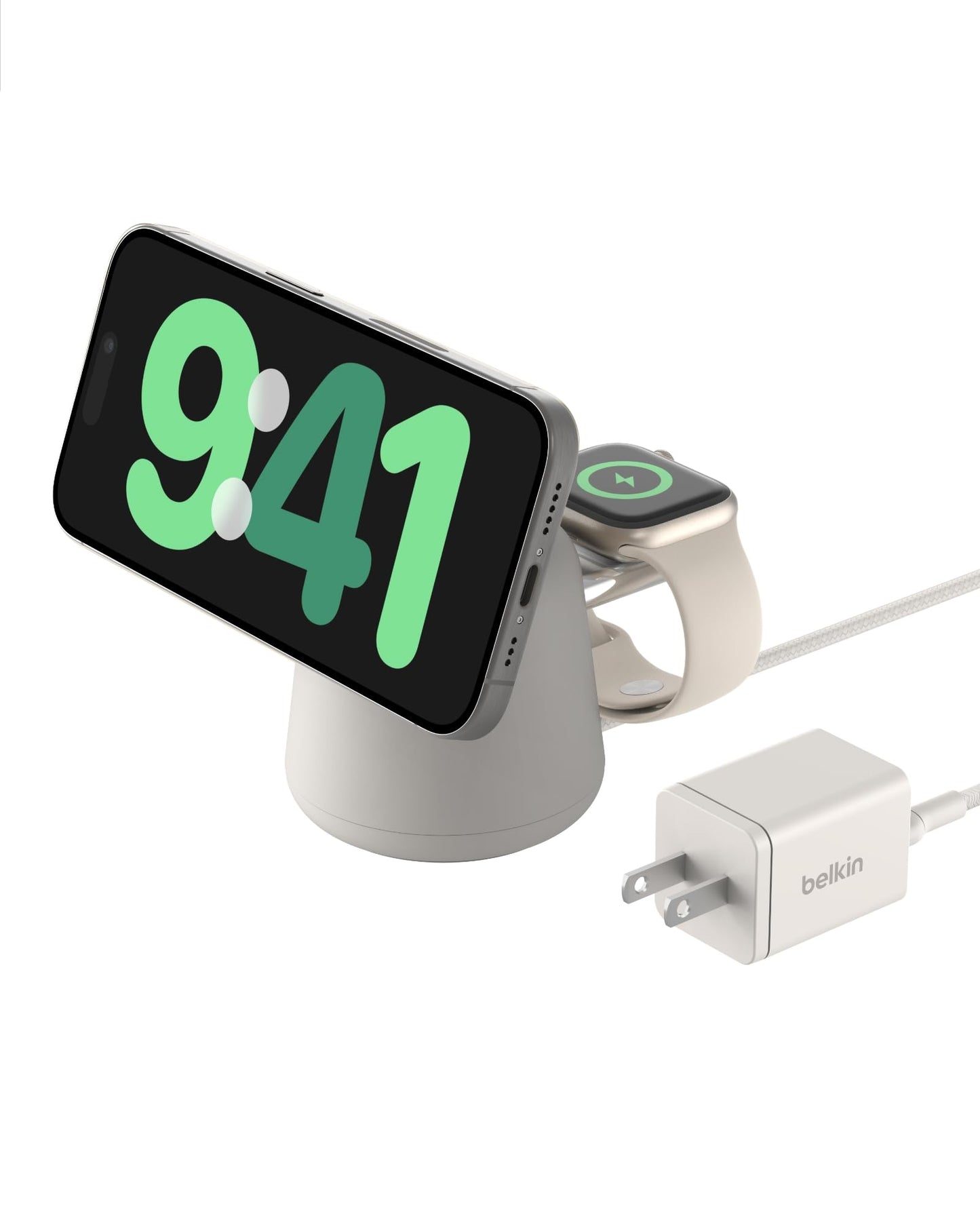 Belkin 2-in-1 Qi2 Wireless Charging Dock 15W Fast Charge iPhone Charger Compatible with iPhone 17, 16, 15, 14, and 13 Series, AirPods, and Other Qi2