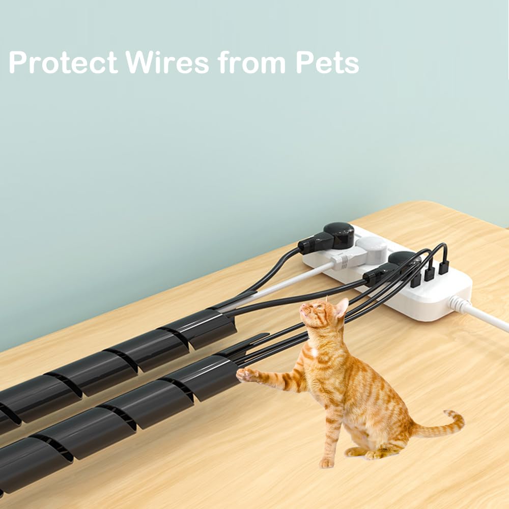 5/16" Spiral Cable Wrap - Wrapping Range:6mm-60mm- Spiral Wire Wrap Cord Covers Bundle Sleeve Hose for Computer Electrical Wire Organizer