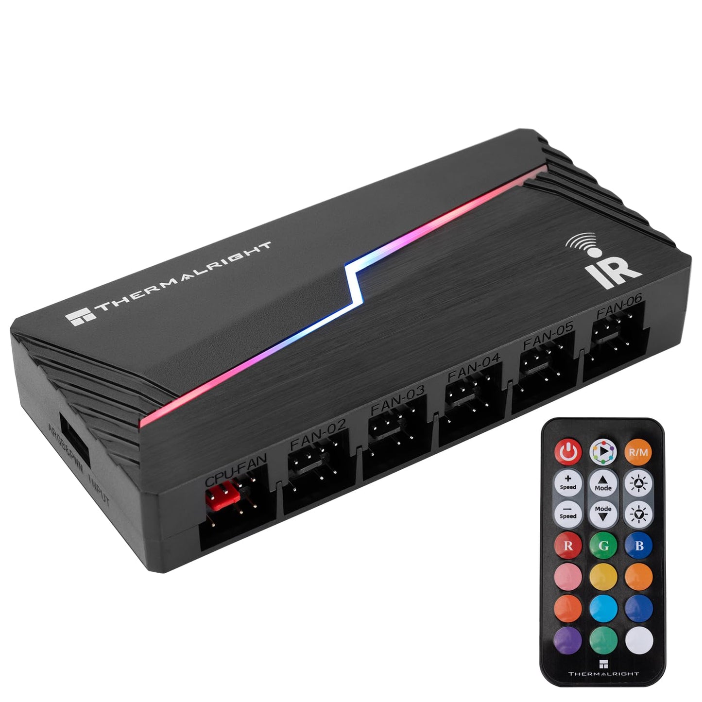 Thermalright ARGB and Fan HUB X12 IR Black ARGB/PWM Fan Hub Controller Used SATA Power Supply,Hub Support 12 Groups of CPU Fans,Power Supply Interface