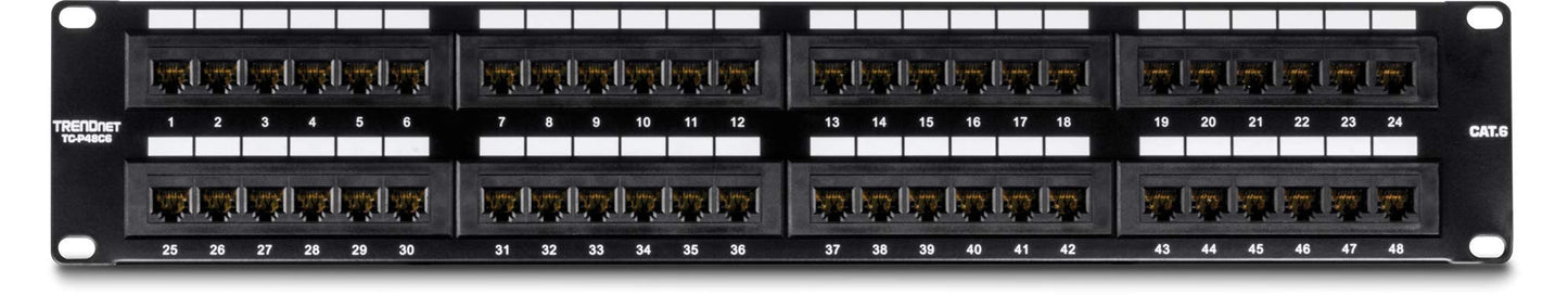 TRENDnet 48-Port Cat6 Unshielded Patch Panel, Wallmount or Rackmount, Compatible with Cat3,4,5,5e,6 Cabling, for Ethernet, Fast Ethernet, Gigabit