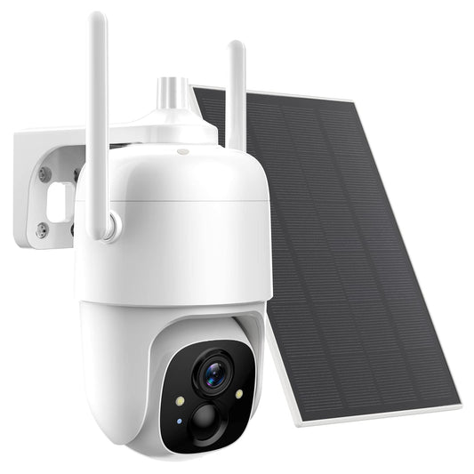Allweviee Security Cameras Wireless Outdoor, 2K 3MP Pan Tilt 355° View IP65 Waterproof Rechargeable Battery Powered PTZ WiFi Solar Camera with PIR