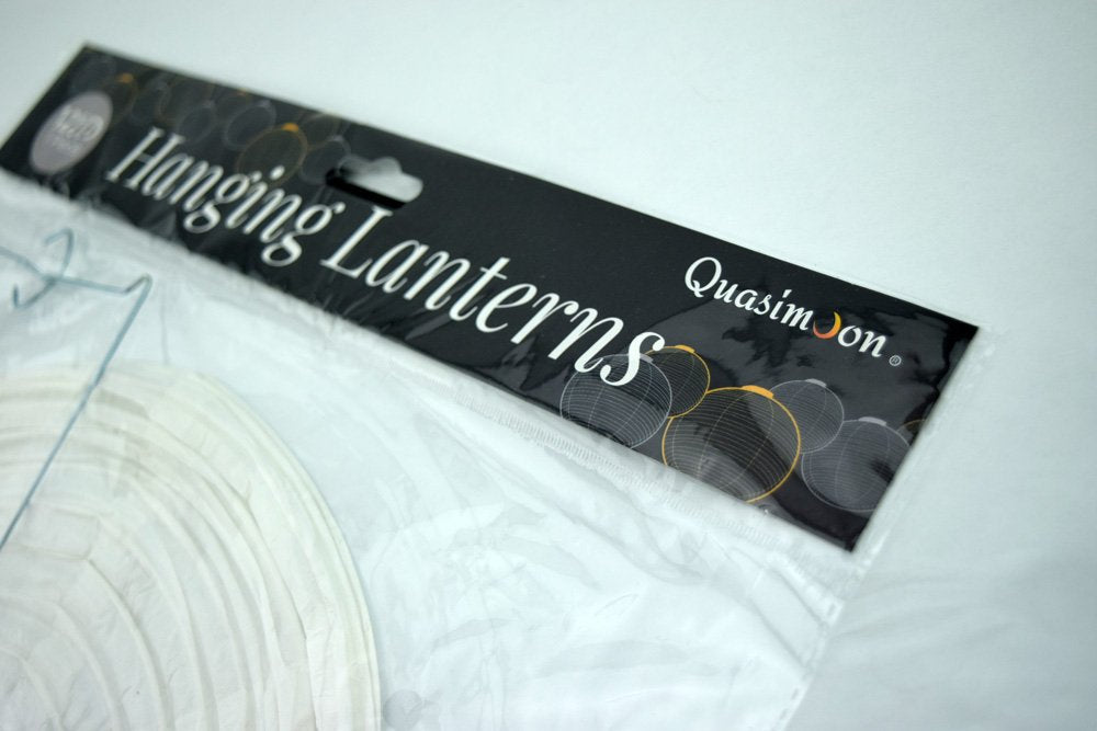 Quasimoon PaperLanternStore Decorative Paper Lantern - (10-Pack, 4-Inch, White, Even Ribbing) Round Paper Lanterns - Ideal Wedding and Party Decor or