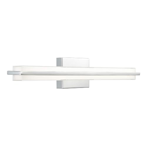 Linea di Liara Dario 24 Inch LED Vanity Light Bar Bathroom Lights Over Mirror and Bathroom Sink Led Light Polished Chrome Modern Bathroom Wall