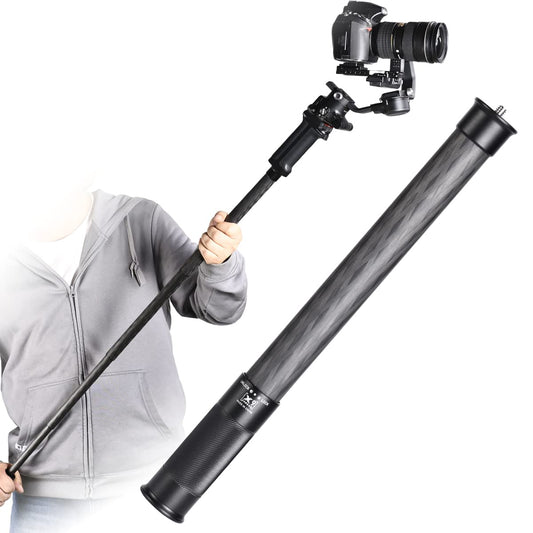 SHINEWEE Carbon Fiber Extension Pole - 4-Section Fast Twisting Lock Design | 1/4" Screw Mount for Camera, Phone, Gimbal & Stabilizer | Lightweight